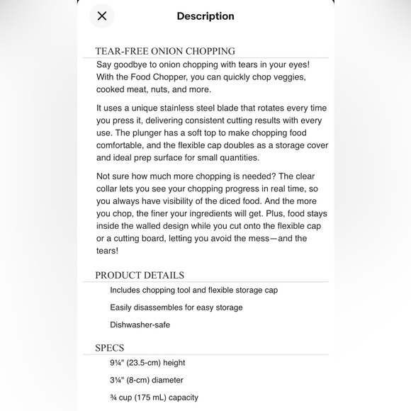 The Pampered Chef Food Chopper Manual Push Function White 9" Tall #2585 Germany - Picture 9 of 9